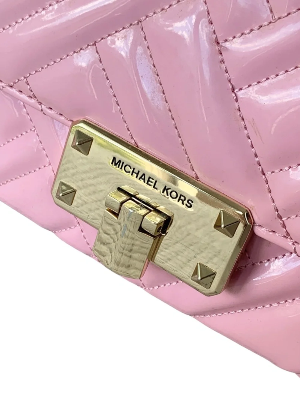 Michael Kors Peyton Pink Quilted Patent Leather Crossbody